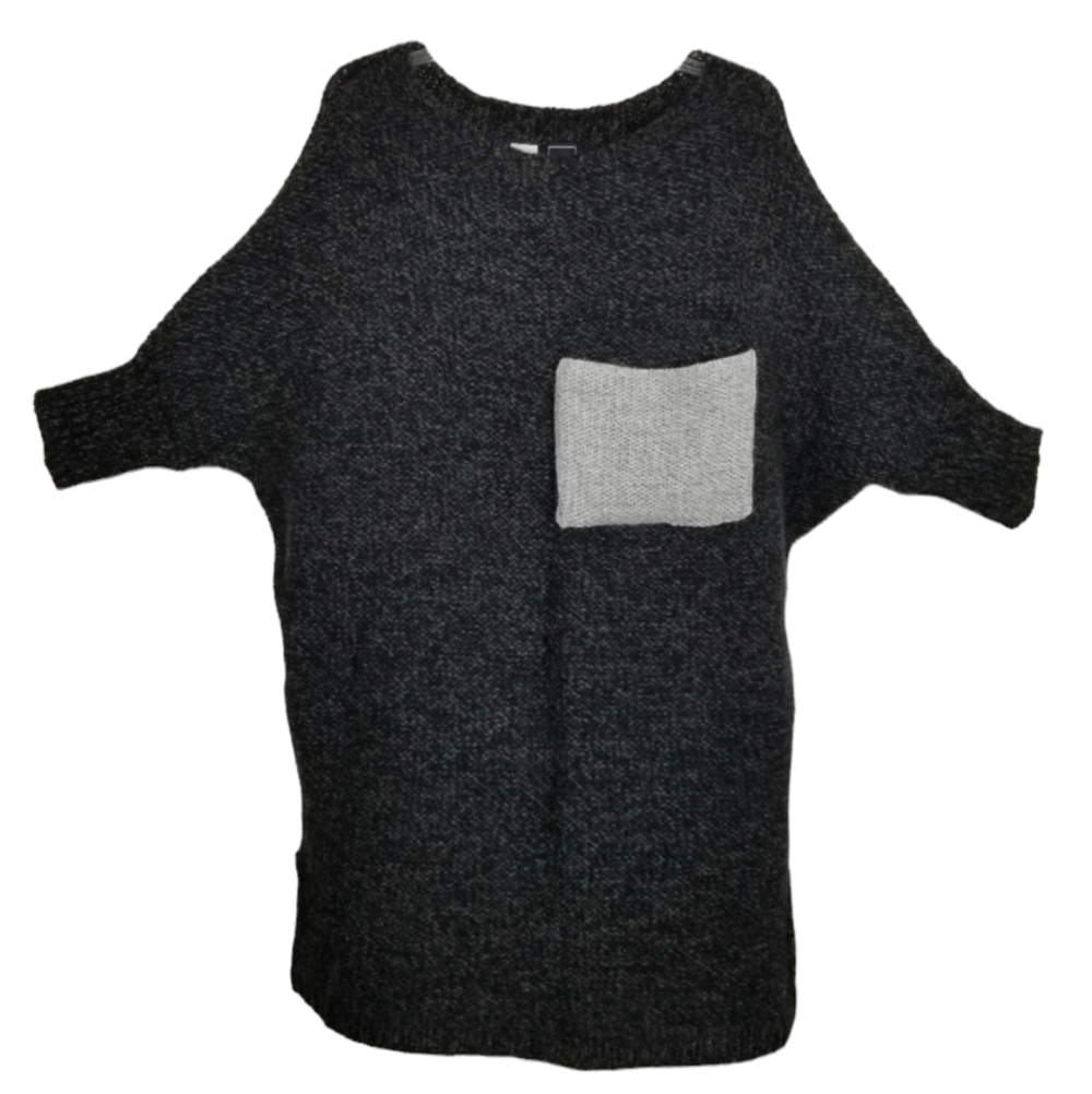 NU Numinou Women's Sweater Dress Bat Wing Scoop Neck Oversized Pocket Marled OS